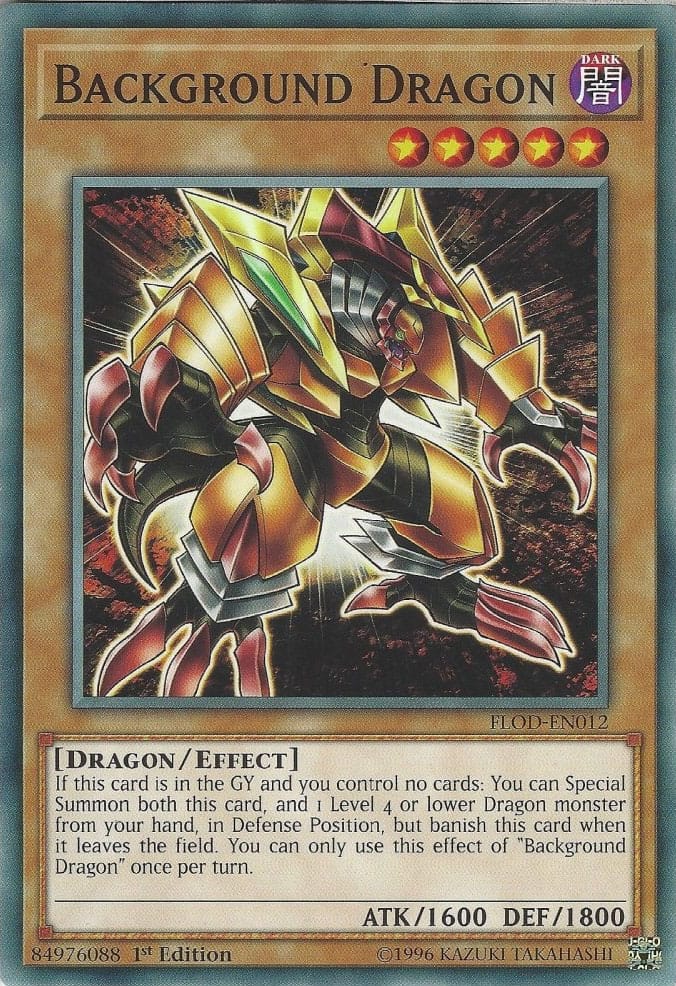Yu-Gi-Oh! Background Dragon card with effect details.